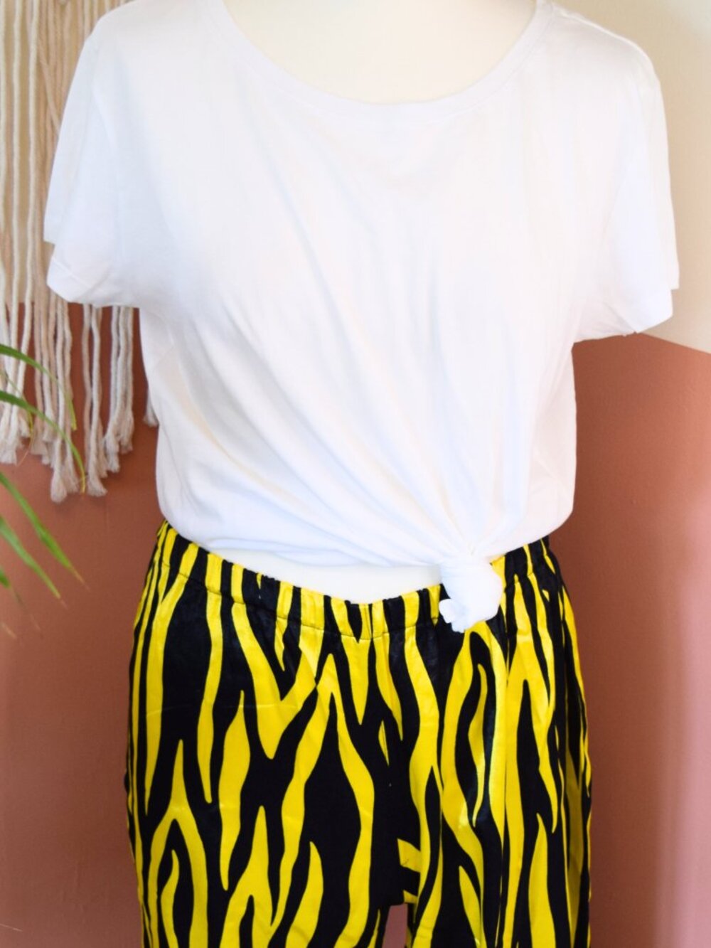 Yellow & Black Zebra Print Wide Leg Statement Pants Size L